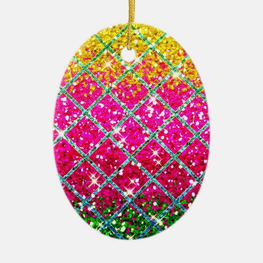 Glitter Roze Snakeskin Keramisch Ornament (Voorkant)