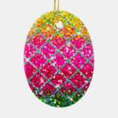 Glitter Roze Snakeskin Keramisch Ornament (Achterkant)
