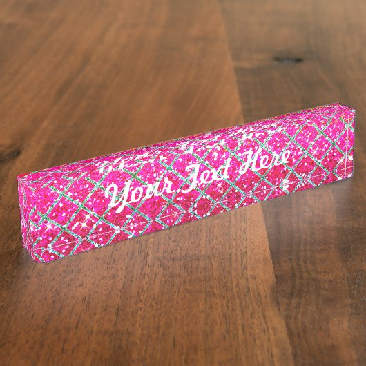 Glitter Roze Snakeskin Naambordje (Zijkant)