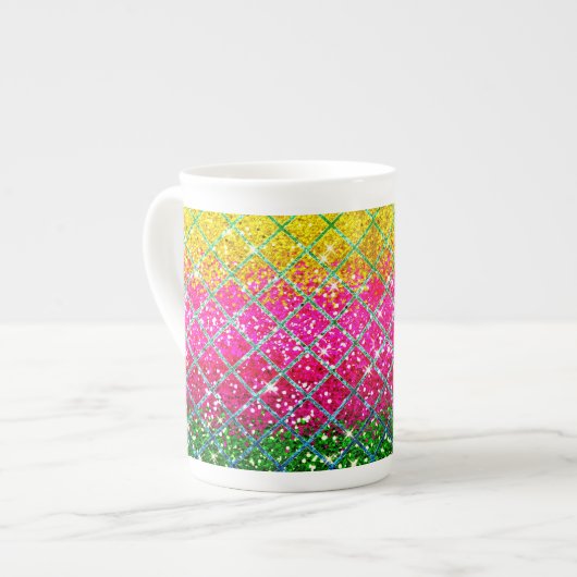 Glitter Roze Snakeskin Porselein Kop (Links)