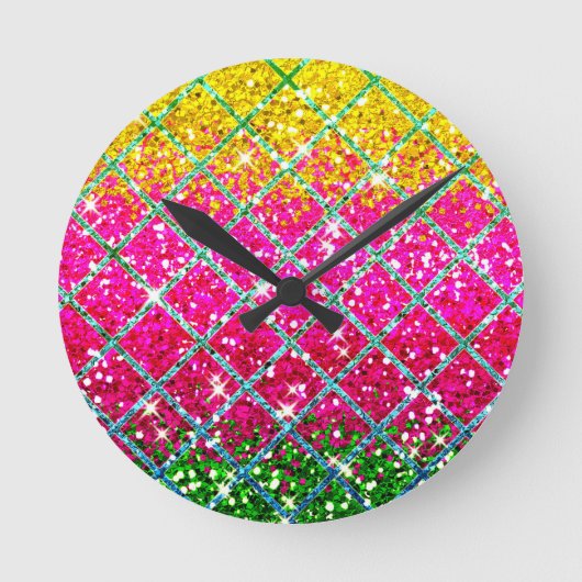 Glitter Roze Snakeskin Ronde Klok (Voorkant)
