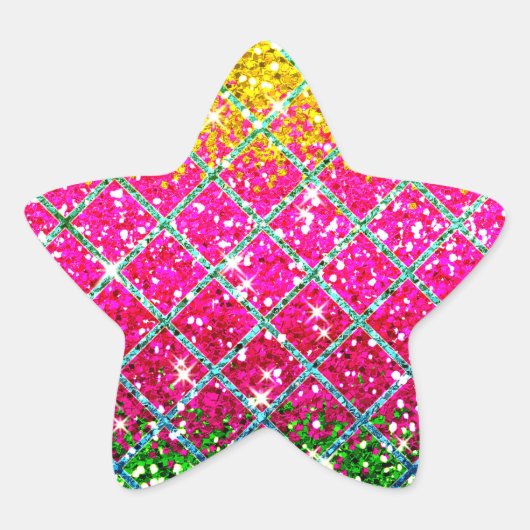 Glitter Roze Snakeskin Ster Sticker (Voorkant)