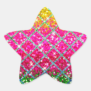 Glitter Roze Snakeskin Ster Sticker