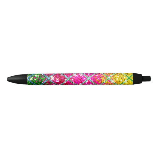 Glitter Roze Snakeskin Zwarte Inkt Pen (Voorkant)
