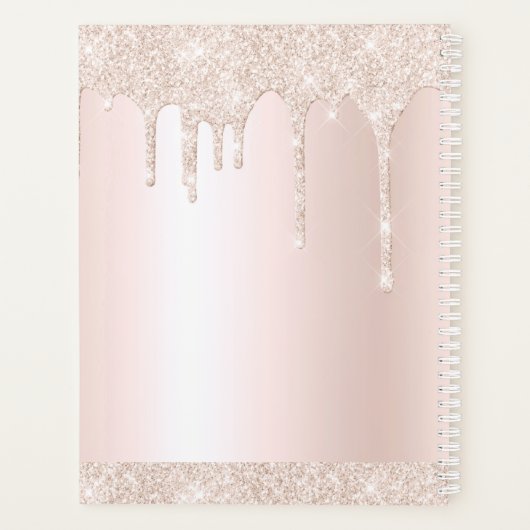 Glitter Roze Sparkle Girly Waterverf Bloemennaam Planner (Achterkant)