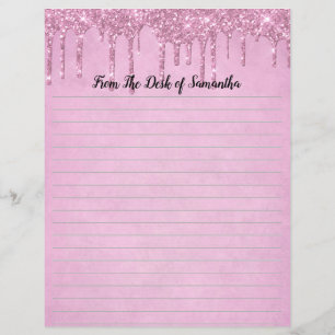 Glitter roze stationer aanpassen