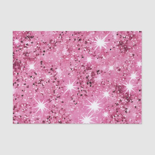 Glitter Roze Sterren Glans  Tissuepapier (Voorkant)