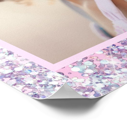 Glitter Roze Sweet 16 Verjaardagsfeestje Poster (Hoek)