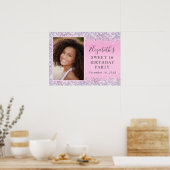 Glitter Roze Sweet 16 Verjaardagsfeestje Poster (Keuken)