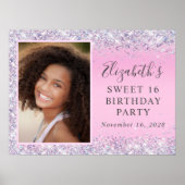 Glitter Roze Sweet 16 Verjaardagsfeestje Poster (Voorkant)