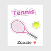 Glitter Roze Tennis Racket & Ball Schattigee Sport Sticker (Vel)
