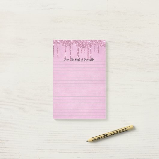 Glitter roze uitlijnen aanpassen post-it® notes (Op bureau)