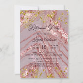 Glitter Roze Uitnodiging voor Pensioenfeest (Voorkant)