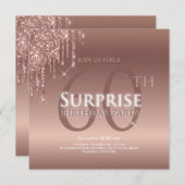 Glitter Roze Wit 60ste Verrassing Verjaardag Kaart (Voorkant / Achterkant)