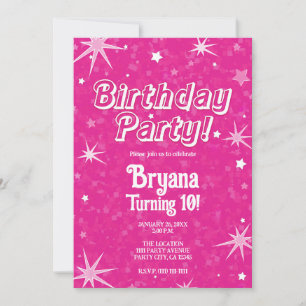 Glitter Roze & Witte Sterren Verjaardagsfeestje Kaart