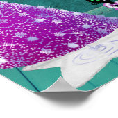 Glitter Roze Zilveren Kerstboom Merry Christmas Zw Poster (Hoek)