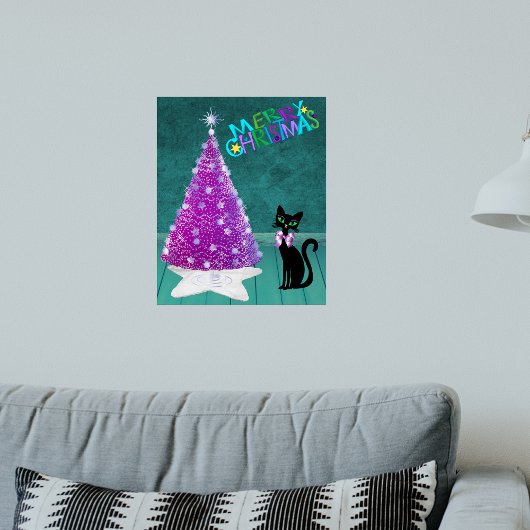 Glitter Roze Zilveren Kerstboom Merry Christmas Zw Poster