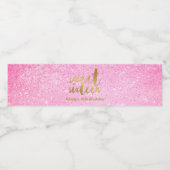 Glitter roze, zoet zestien waterfles etiket (Enkel label)