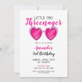 Glitter Roze Zonnebril Drienager 3e Verjaardag Kaart (Voorkant)