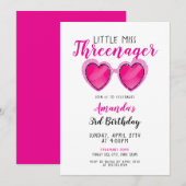 Glitter Roze Zonnebril Drienager 3e Verjaardag Kaart (Voorkant / Achterkant)