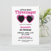 Glitter Roze Zonnebril Girly Threenager Verjaardag Kaart (Staand voorkant)