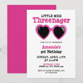 Glitter Roze Zonnebril Girly Threenager Verjaardag Kaart (Voorkant / Achterkant)