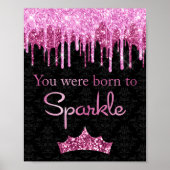 Glitter roze zwart gebrand op Poster met sparkle (Voorkant)