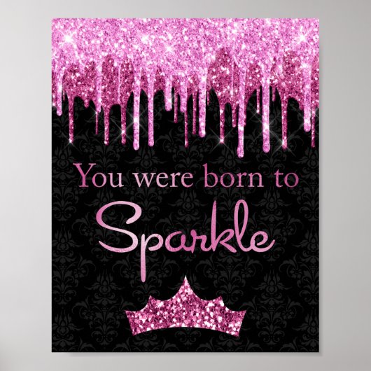 Glitter roze zwart gebrand op Poster met sparkle (Voorkant)