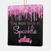 Glitter roze zwart gebrand op spaarpjes keramisch ornament (Links)