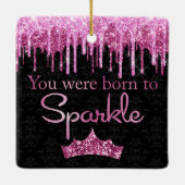 Glitter roze zwart gebrand op spaarpjes keramisch ornament (Achterkant)