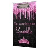 Glitter roze zwart gebrand op spaarpjes klembord (Links)