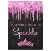 Glitter roze zwart gebrand op spaarpjes klembord (Achterkant)