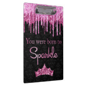 Glitter roze zwart gebrand op spaarpjes klembord (Rechts)