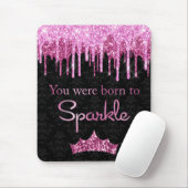 Glitter roze zwart gebrand op spaarpjes muismat (Met muis)