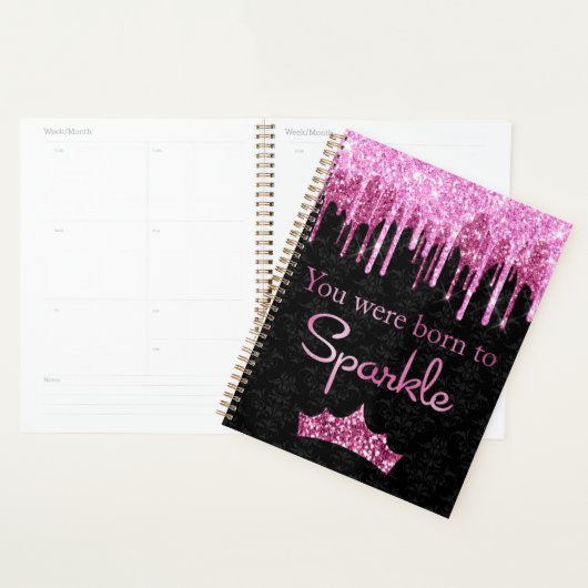 Glitter roze zwart gebrand op spaarpjes planner (Display)