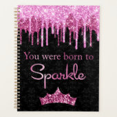 Glitter roze zwart gebrand op spaarpjes planner (Voorkant)
