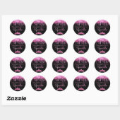 Glitter roze zwart gebrand op spaarpjes ronde sticker (Vel)