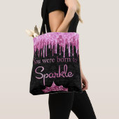 Glitter roze zwart gebrand op spaarpjes tote bag (Dichtbij)