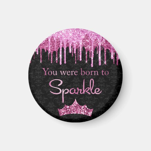 Glitter Roze zwart gebrand op Sparkle Luxury Magneet (Voorkant)