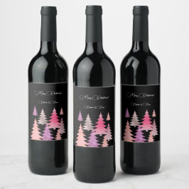 Glitter Roze Zwarte Labelset voor Eten en Drinken Wijn Etiket