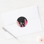 Glitter Roze Zwarte Monogram Ronde Sticker (Envelop)