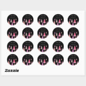Glitter Roze Zwarte Monogram Ronde Sticker (Vel)