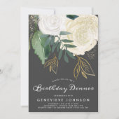 Glitter Rozen Birthday Dinner Invitation Kaart (Voorkant)