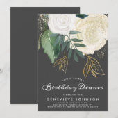 Glitter Rozen Birthday Dinner Invitation Kaart (Voorkant / Achterkant)