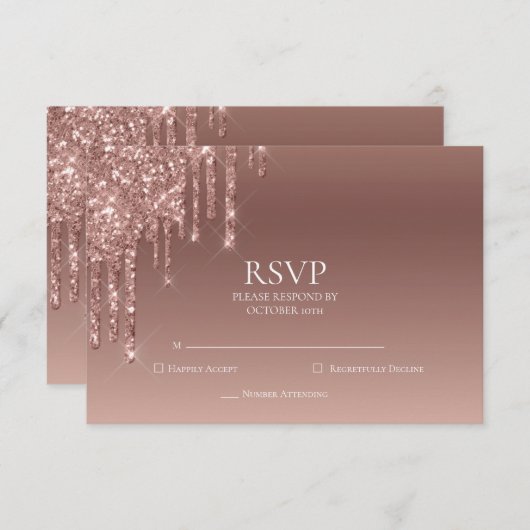 Glitter RSVP 50ste Roze Verjaardagsfeest (Voorkant / Achterkant)