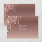 Glitter RSVP 50ste Roze Verjaardagsfeest Kaartje (Voorkant / Achterkant)