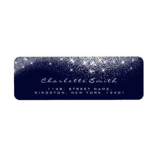 Glitter RSVP Blue Navy White Grey Makeup Etiket (Voorkant)