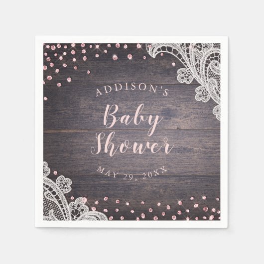Glitter rustige baby shower, gelaagd hout servet (Voorkant)