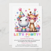 Glitter Safari Verjaardagsfeest Schattige Giraffe  Kaart (Voorkant / Achterkant)