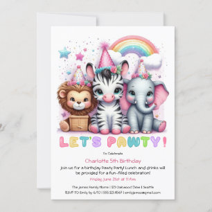 Glitter Safari Verjaardagsfeest Schattigee olifant Kaart
